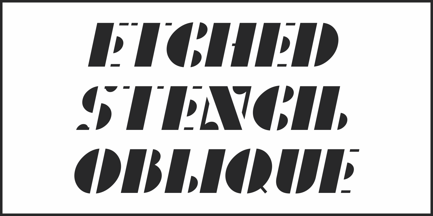Example font Etched Stencil JNL #3